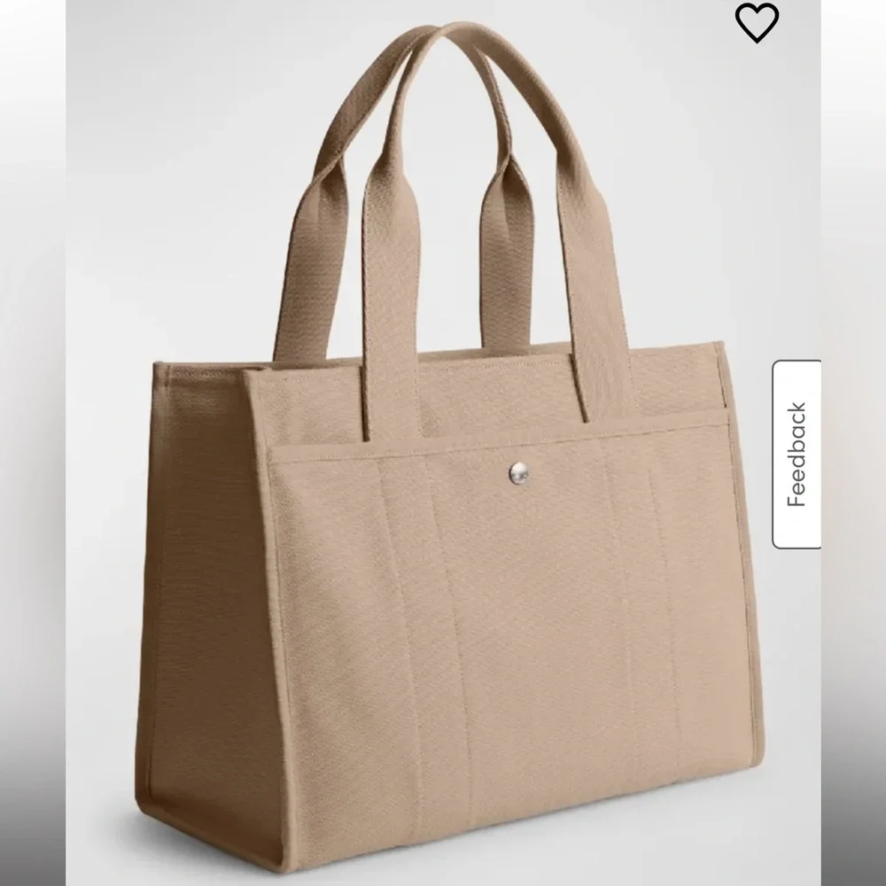 Coach Beige Canvas Tote with Brown Logo - Picture 2 of 5